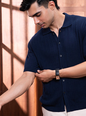 Royal Navy Cotton Cable Knit Shirt