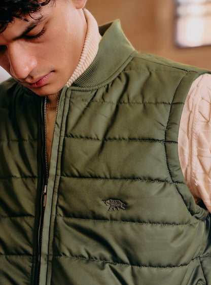 Birch Olive Nylon Spandex Gilet