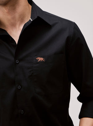 Ink Black Cotton Twill Shirt
