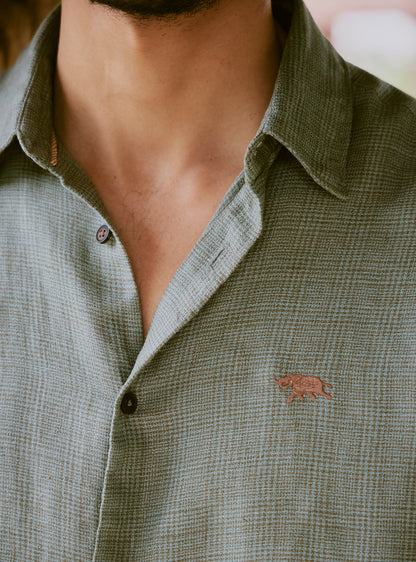 Sub Green Linen Check Shirt