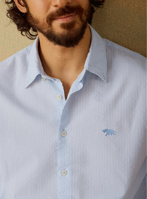 Ghost Blue Cotton Seersucker Shirt