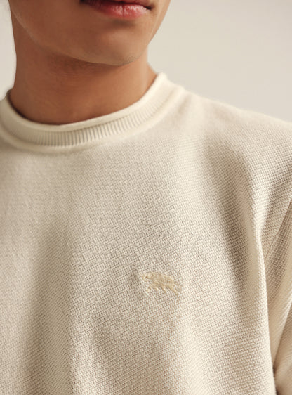 Pearl White Cotton Honeycomb Tee