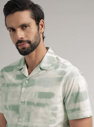 Green Stroke Print Shirt