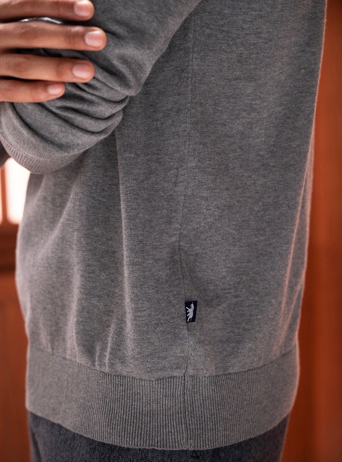 Metal Grey Cotton Melange Pullover