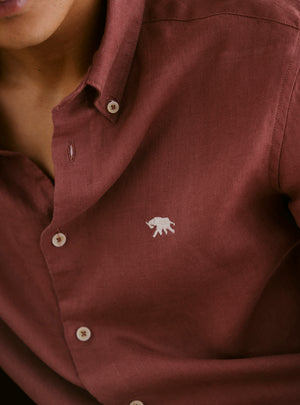 Coral Rust European Linen Shirt