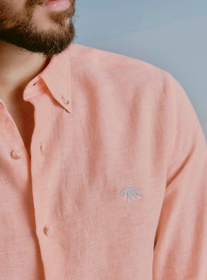 Sunset Orange Linen Shirt