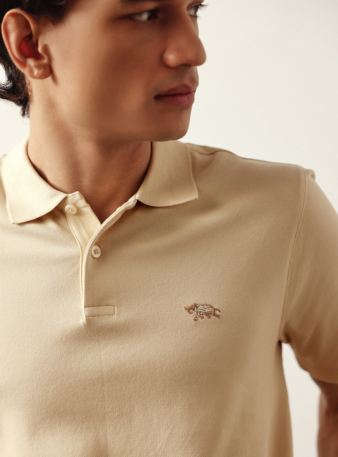 Bison Beige Cotton Lycra Pique Polo