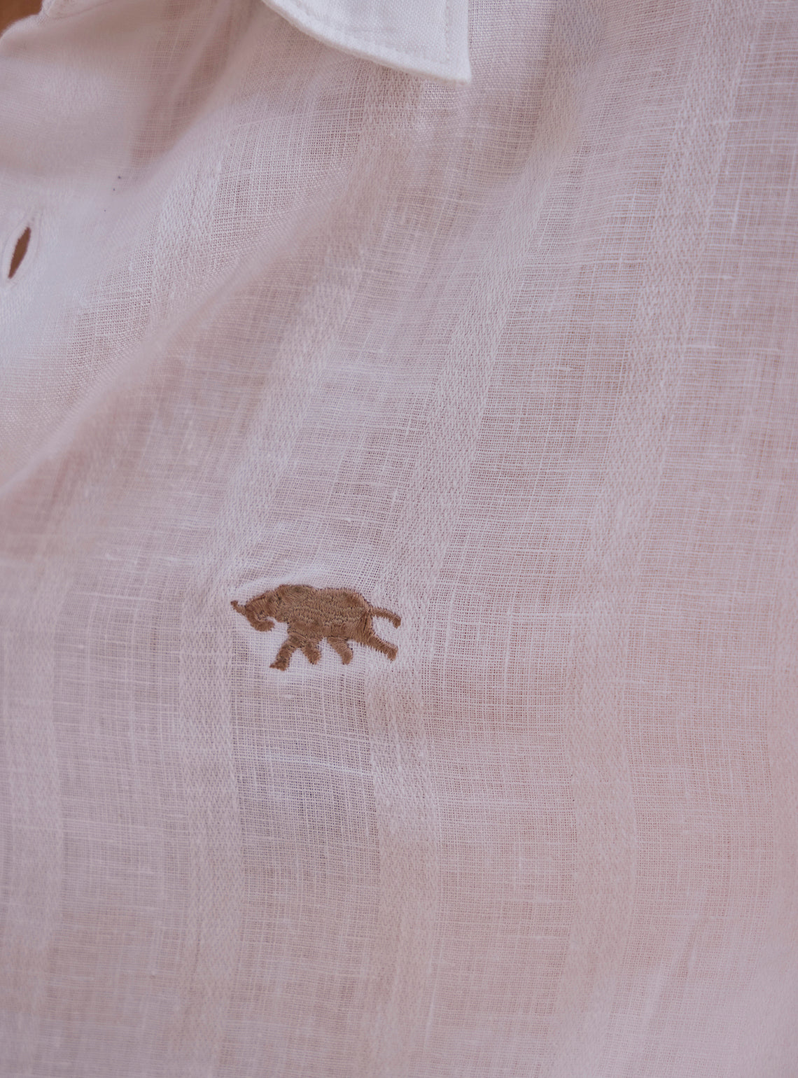 Martini White Linen Dobby Stripe Shirt