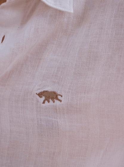 Martini White Linen Dobby Stripe Shirt