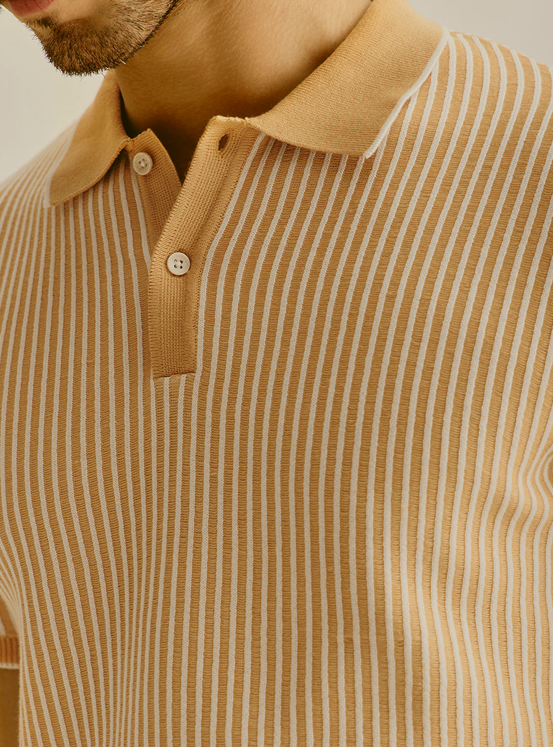 Athens Off-White Cotton Knit Polo