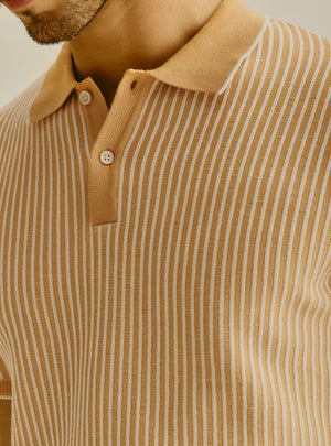 Athens Off-White Cotton Knit Polo