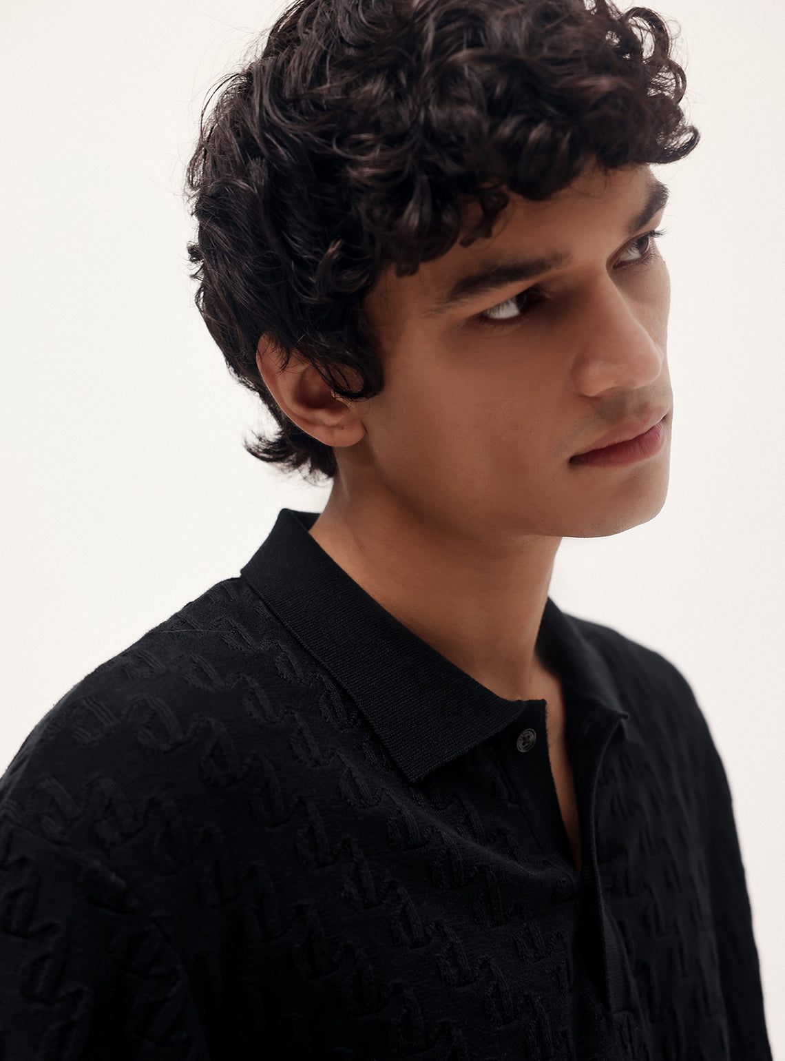 Shark Black Cotton Knit Polo