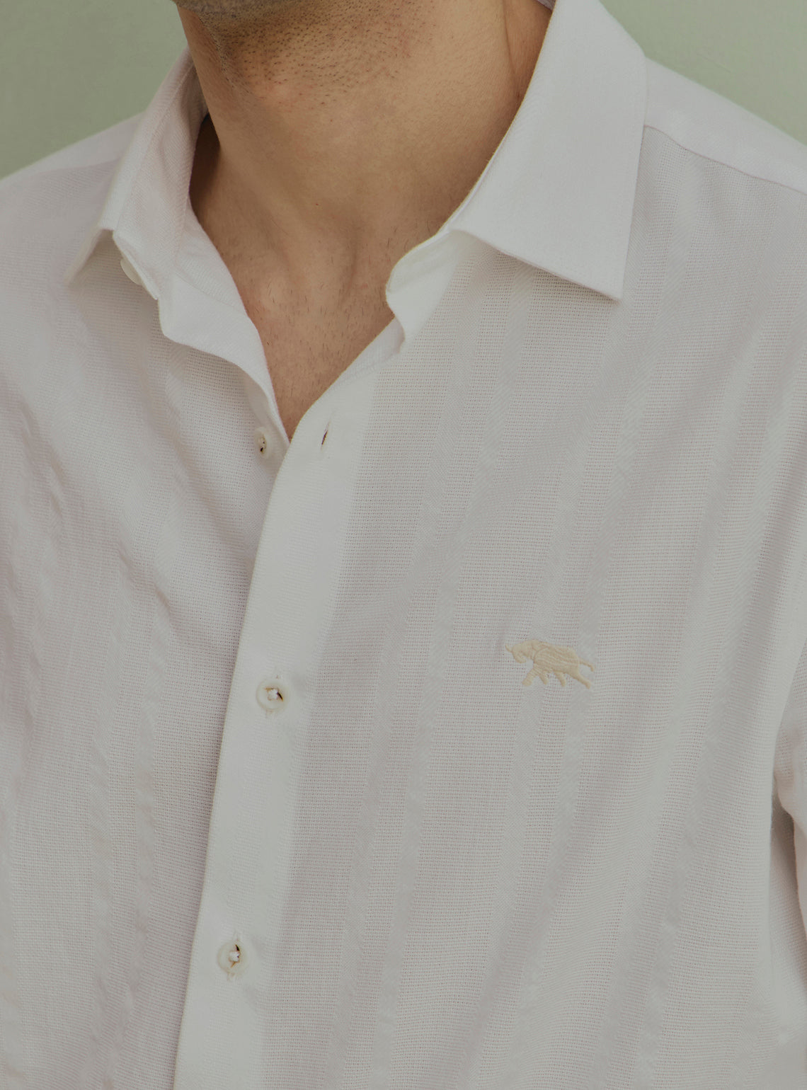 Viola White Cotton Dobby Shirt