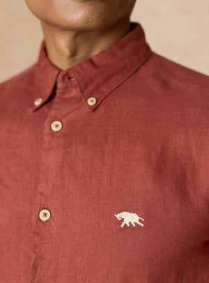 Coral Rust European Linen Shirt