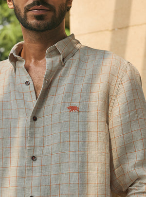 Lyca Grid European Linen Shirt