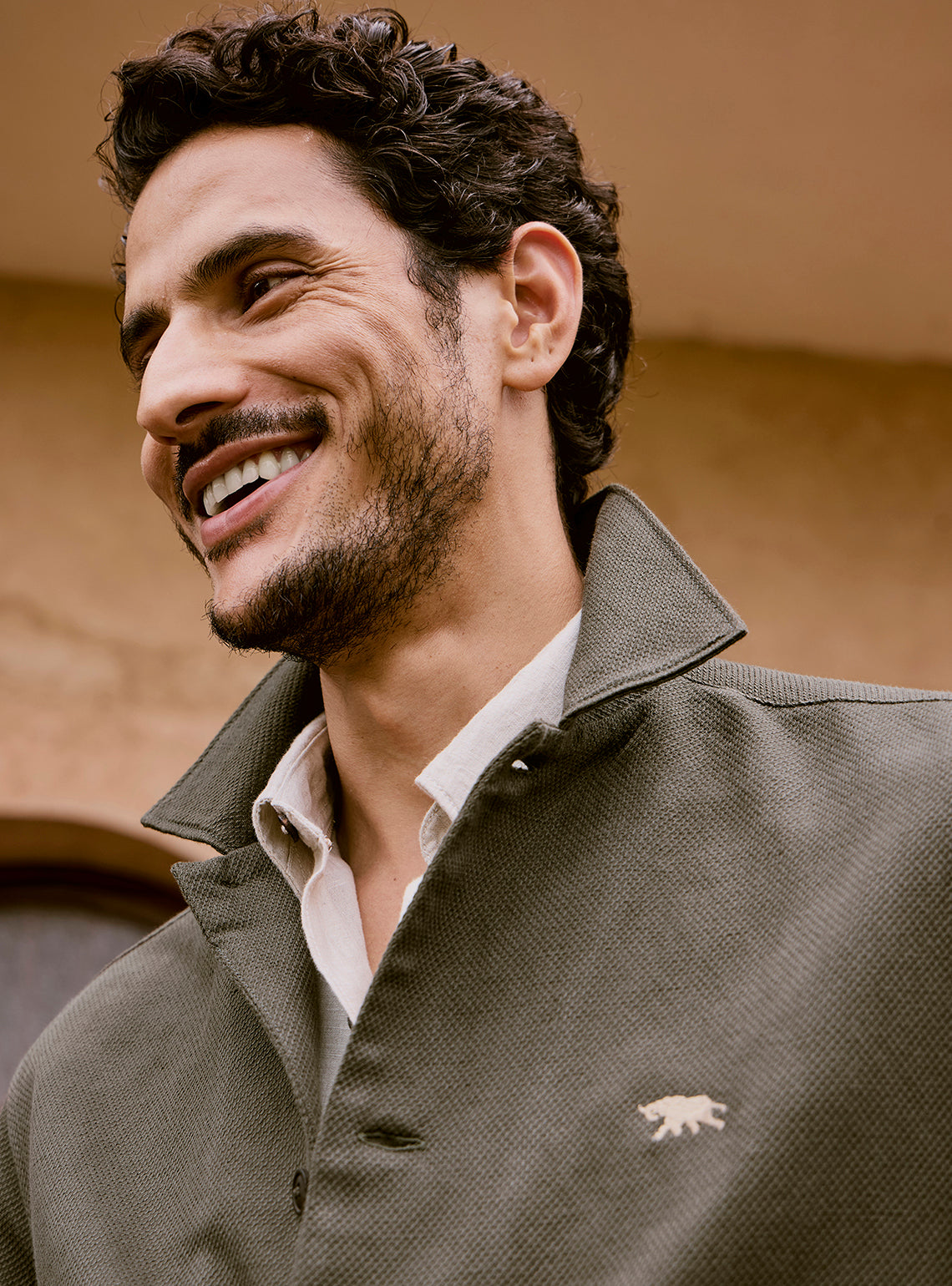 Bronze Olive Cotton Linen Dobby Bomber