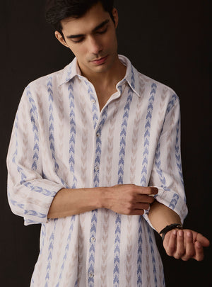 Harbour Blue Cotton Dobby Shirt