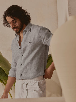 Mist Grey Linen Dobby Shirt