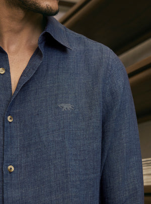 Anchor Navy European Linen Shirt