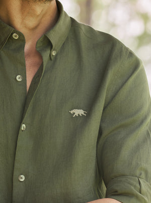 Terrain Olive European Linen Shirt