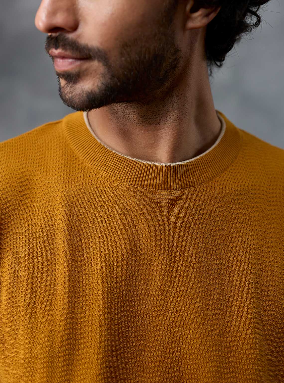 Gridlock Mustard Ripstop Cotton Crewneck