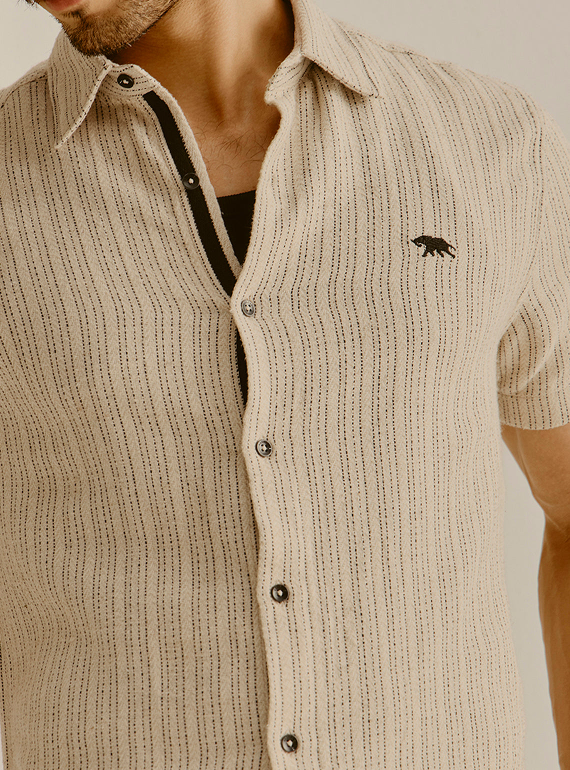 Limassol Khaki Cotton Linen Shirt