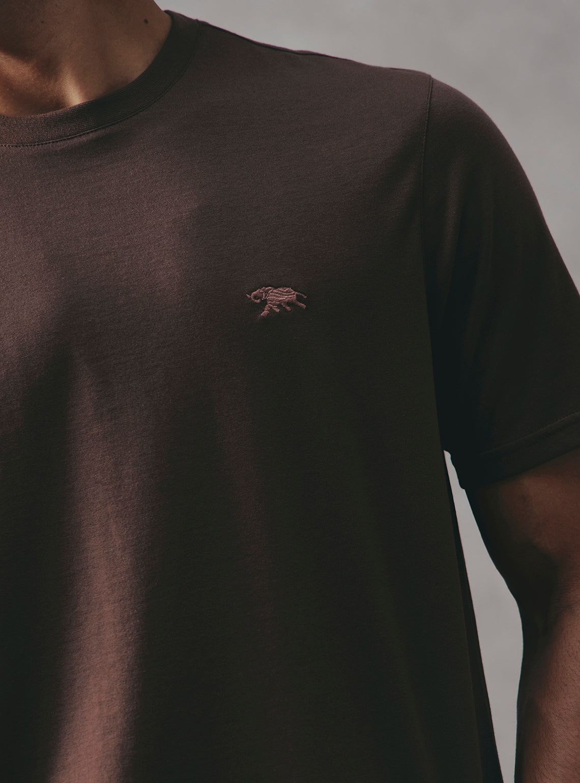 Walnut Brown Cotton Blend Crewneck
