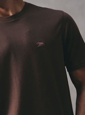 Walnut Brown Cotton Blend Crewneck