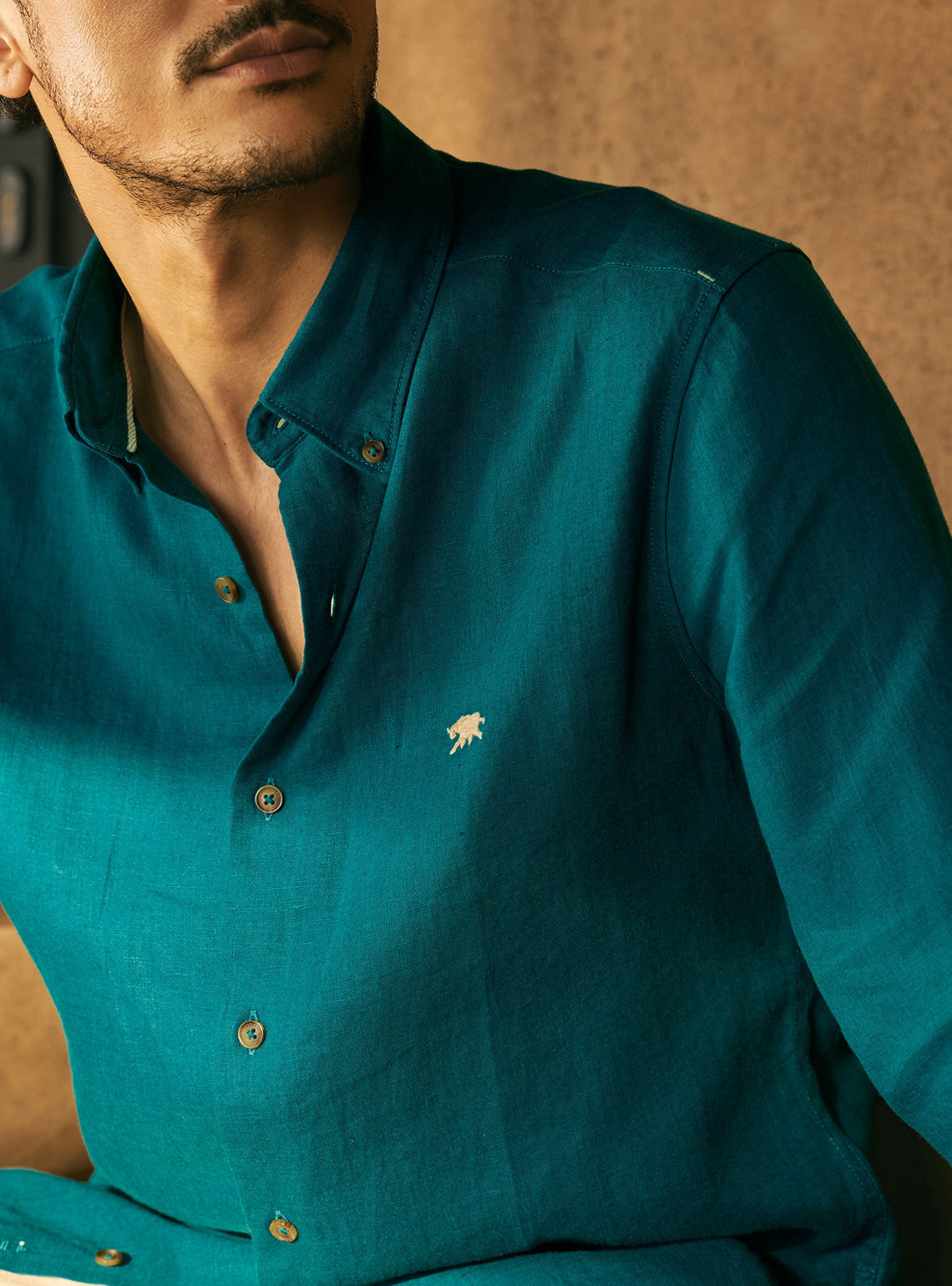 Serpentine Teal European Linen Shirt
