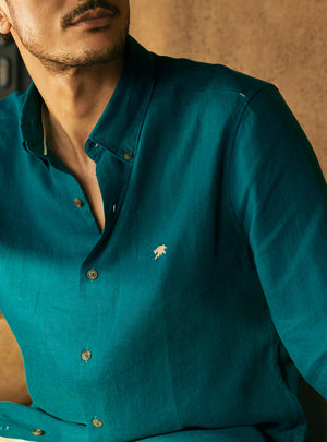 Serpentine Teal European Linen Shirt