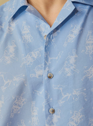 Blue Dance Cotton Tencel Poplin Print Shirt
