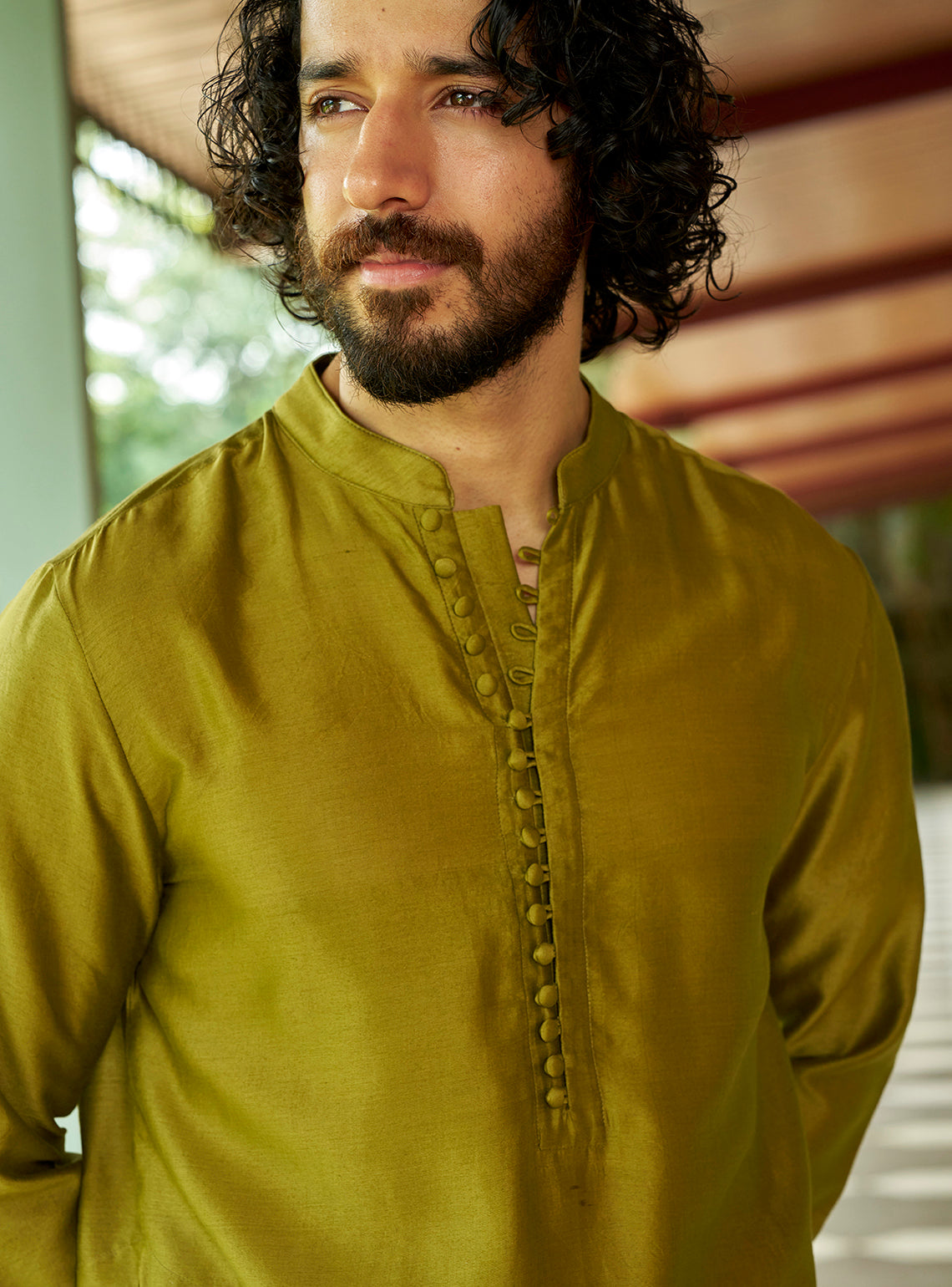 Vir Green Cotton Silk Kurta