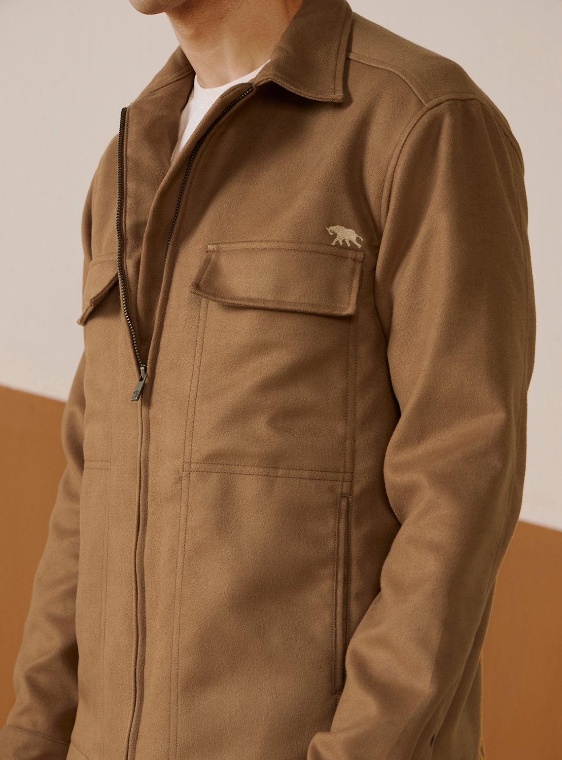 Khaki Tan Poly Suede Jacket