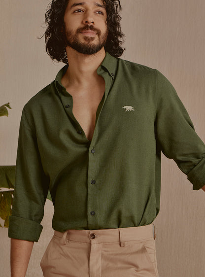 Seafoam Olive Linen Shirt