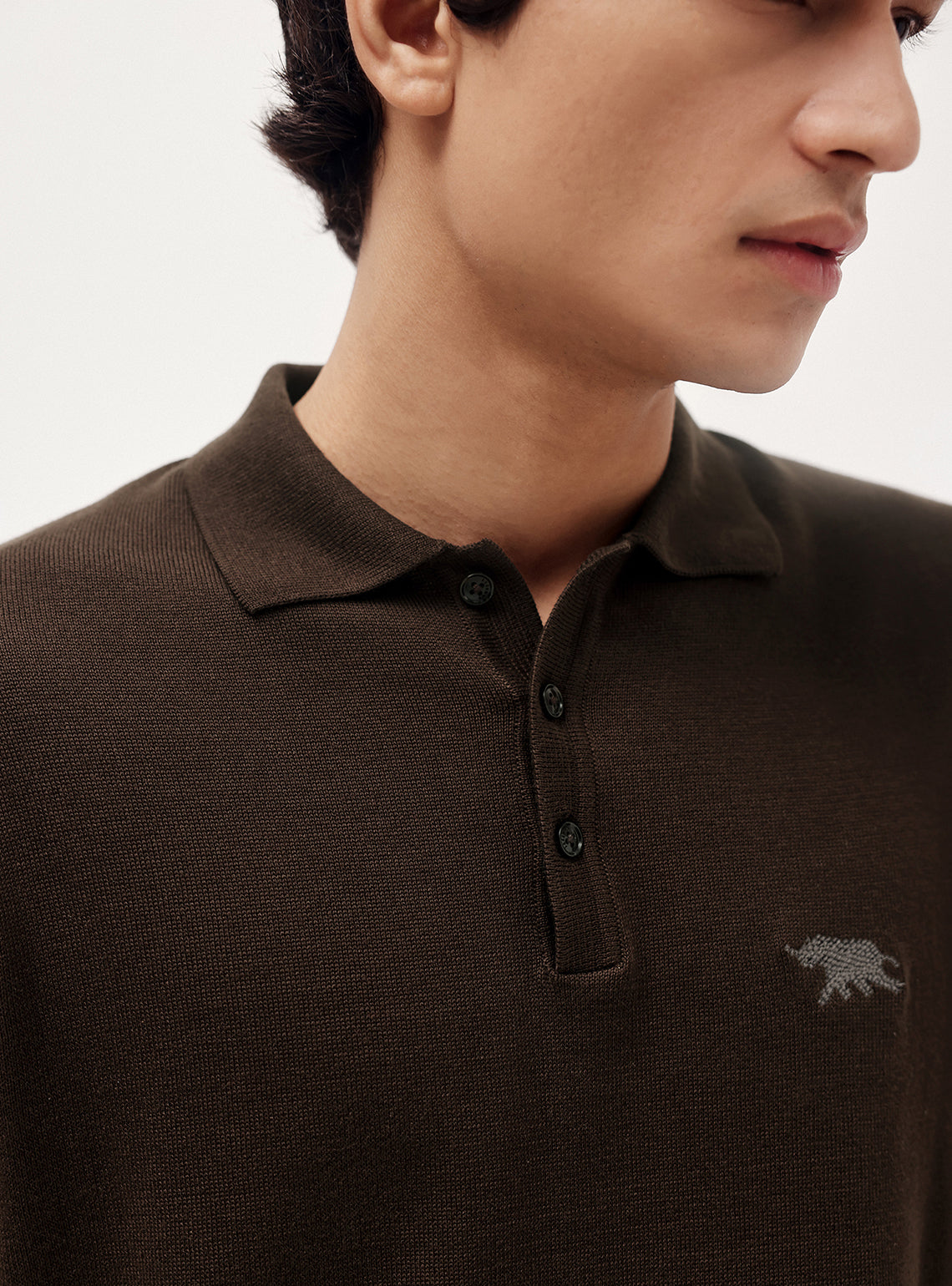 Wood Brown Cotton Polo