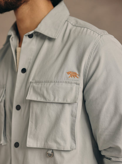 Glacial Blue Cotton Canvas Overshirt