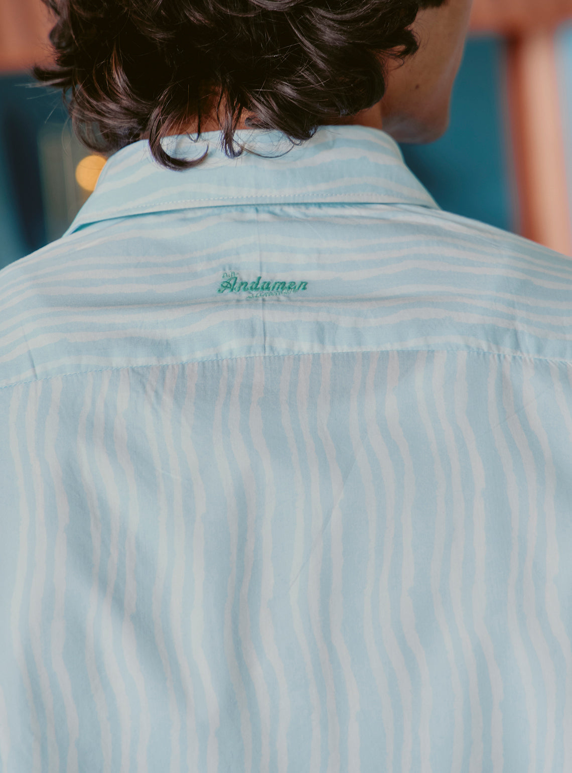 Lagoon Blue Cotton Tencel Print Shirt