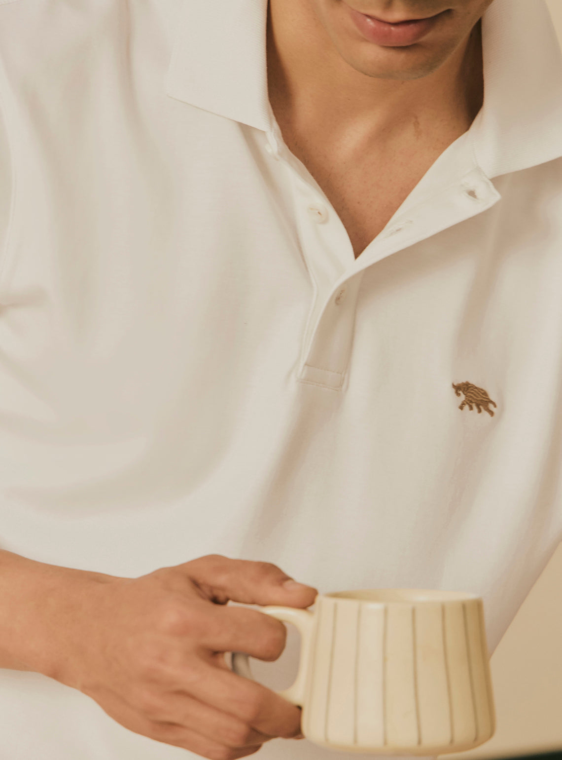 Cream White Supima Cotton Polo