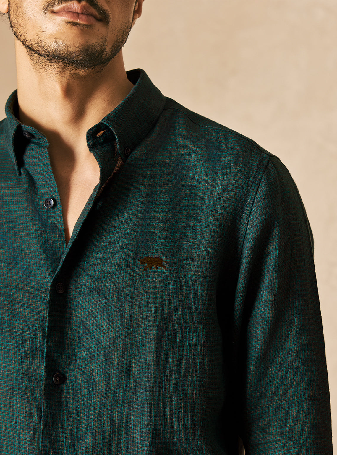 Canopy Green European Linen Check Shirt