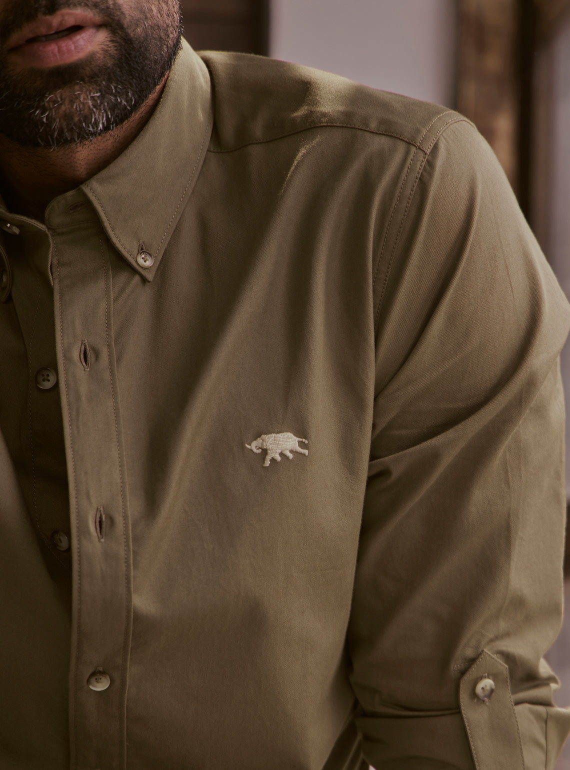 Woodland Olive Cotton Twill Shirt