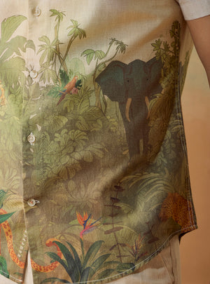 Summer Stroll Cotton Linen Print Shirt