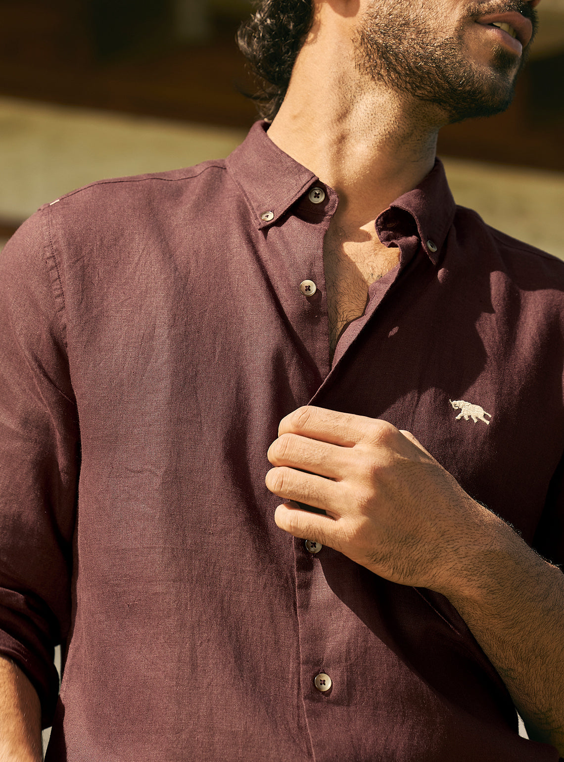 Mulberry Burgundy European Linen Shirt
