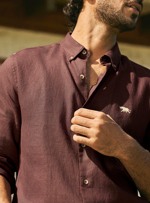 Mulberry Burgundy European Linen Shirt