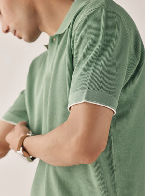 Light Sage Cotton Textured Polo