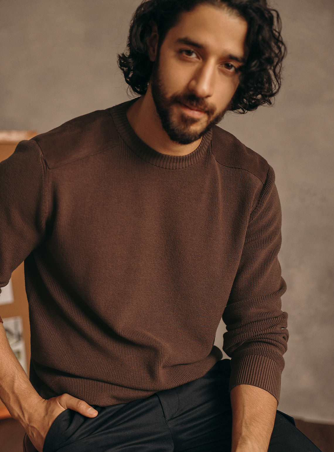 Night Brown Cotton Pullover