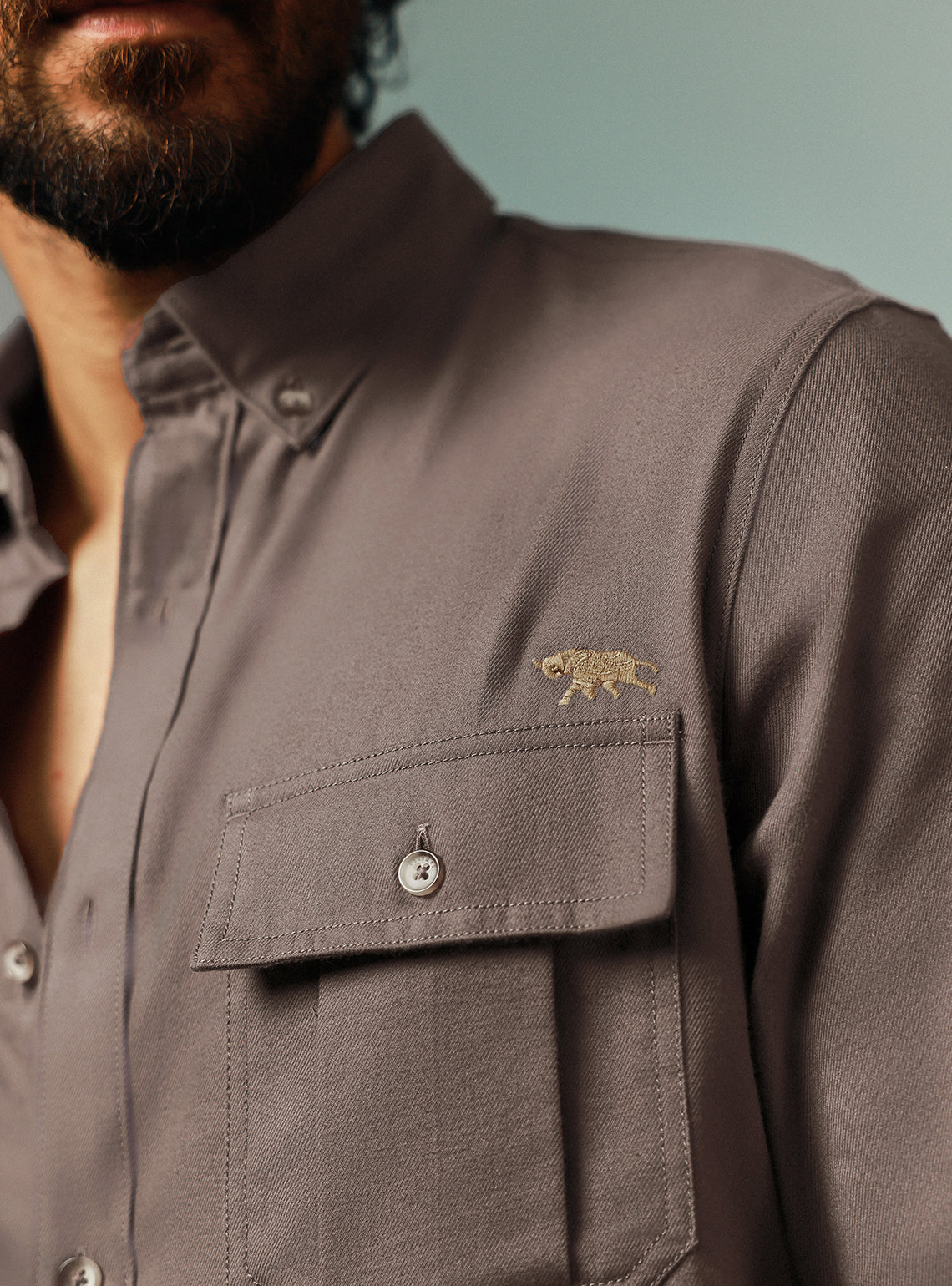 Bonfire Brown Cotton Twill Shirt