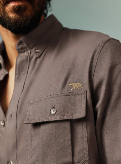 Bonfire Brown Cotton Twill Shirt