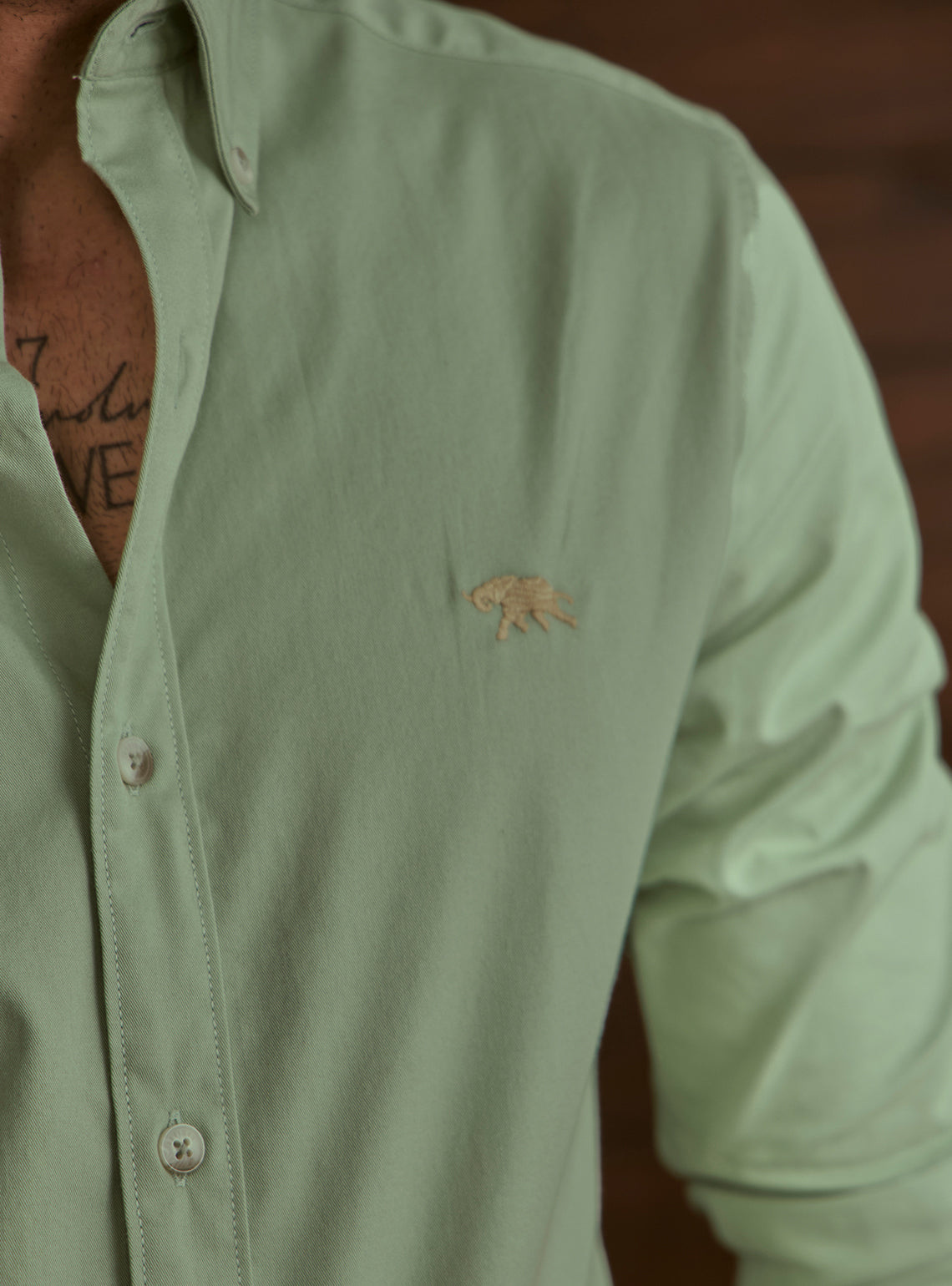 Mineral Green Cotton Twill Shirt
