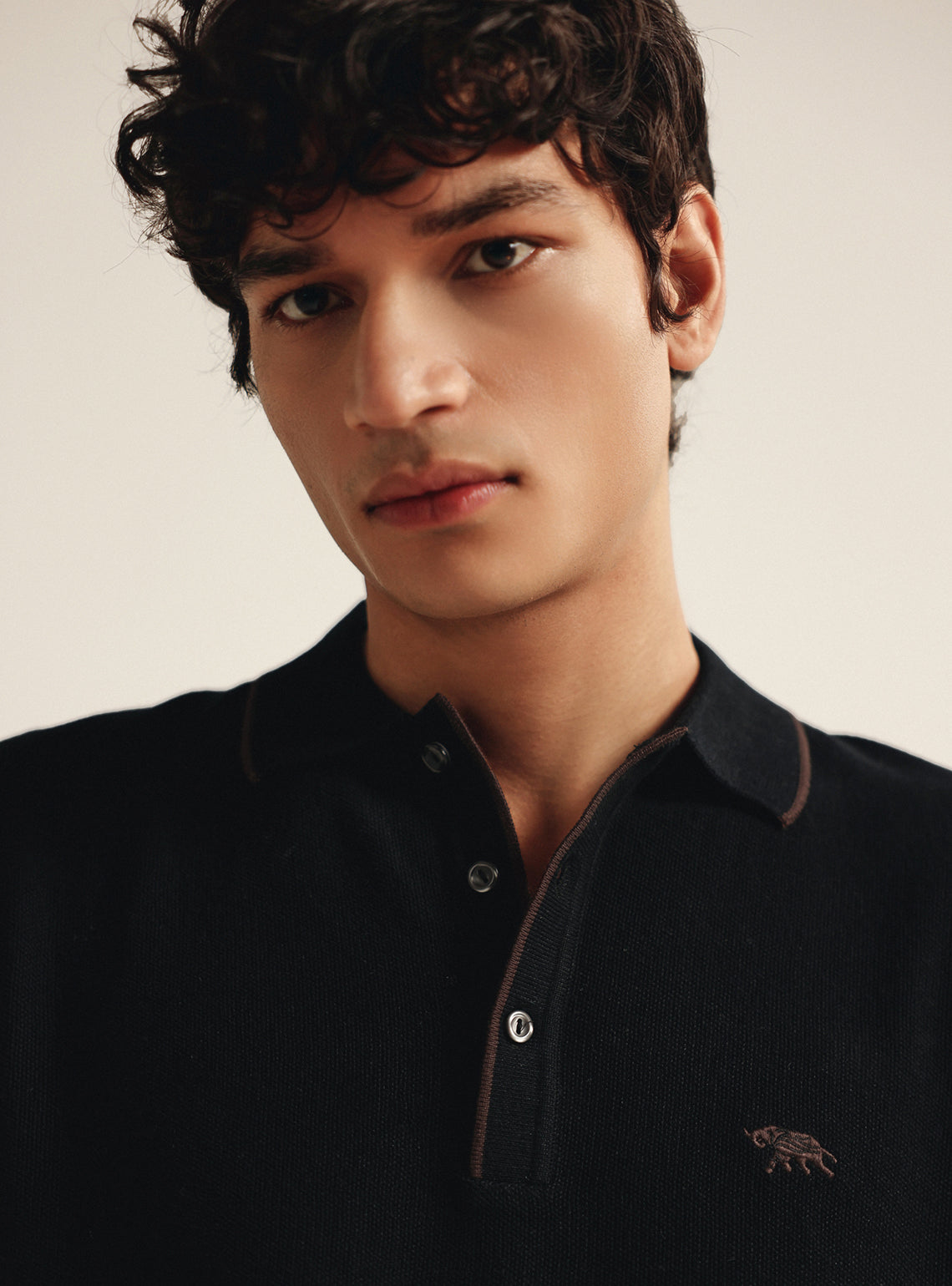 Onyx Black Moss Knit Polo