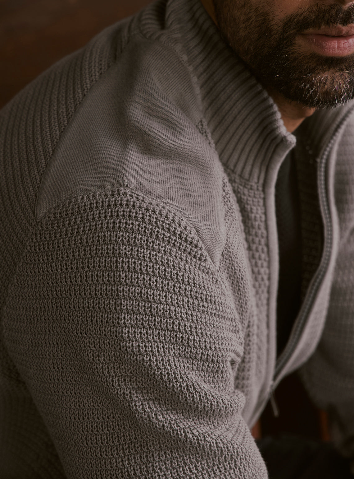 Ash Grey Cotton Textured Bomber